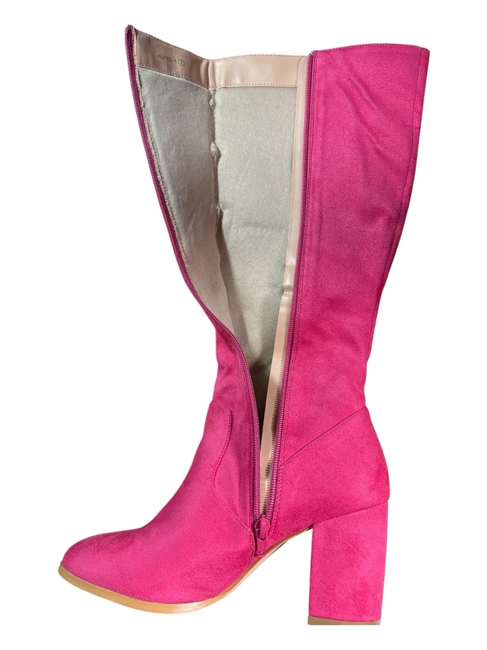 NEW Allegra K Hot Pink Faux Suede Knee High Boots Block Heel size 7 - Picture 7 of 8
